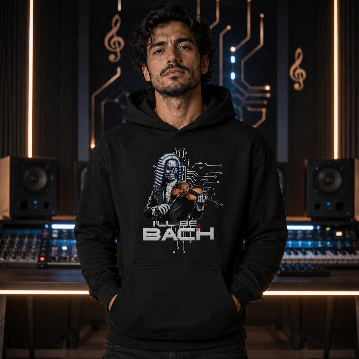 Hombre con sudadera negra I'll Be Bach – Starway to Helen