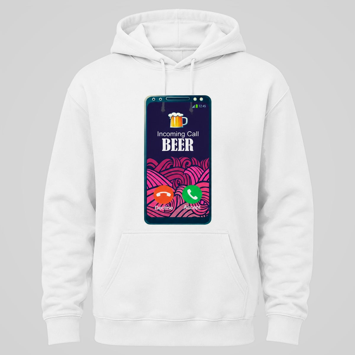 Sudadera blanca Incoming Call Beer, llamada entrante de una cerveza – Starway to Helen