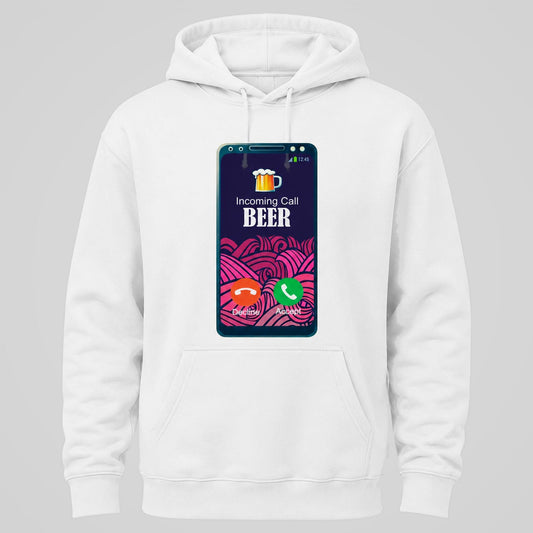 Sudadera blanca Incoming Call Beer, llamada entrante de una cerveza – Starway to Helen
