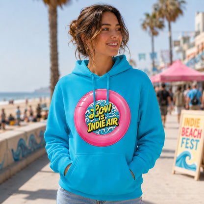 Chica con sudadera Low is Indie Air turquesa, Low Festival - Starway to Helen
