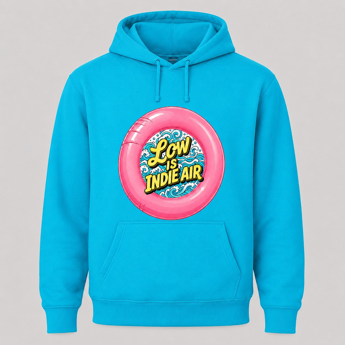 Sudadera Low is Indie Air turquesa, parodia del Low Festival indie - Starway to Helen