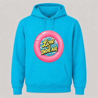 Sudadera Low is Indie Air turquesa, parodia del Low Festival indie - Starway to Helen