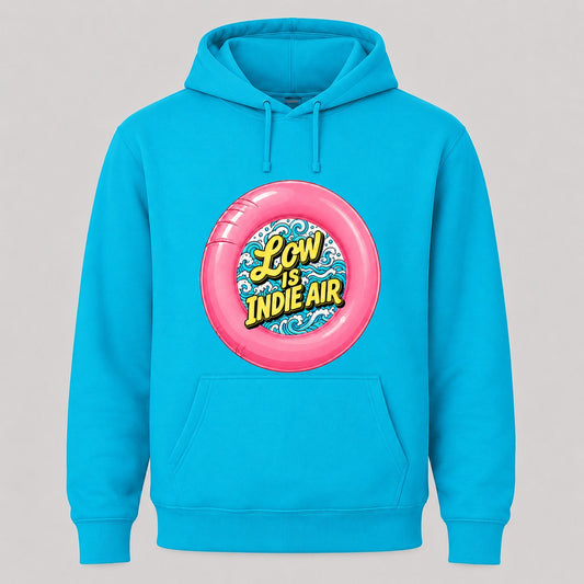 Sudadera Low is Indie Air turquesa, parodia del Low Festival indie - Starway to Helen