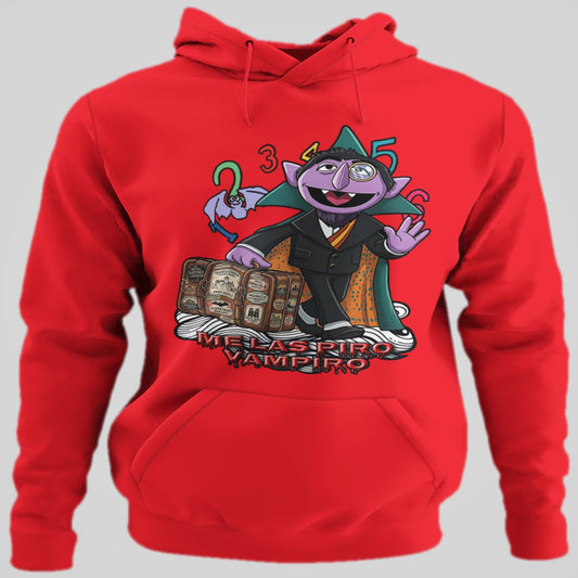 Sudadera roja con capucha Me Las Piro Vampiro, conde vampiro con maletas, humor Halloween – Starway to Helen