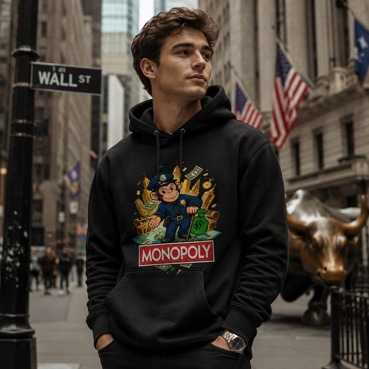Hombre con sudadera Monopoly, juego Monopoly - Starway to Helen