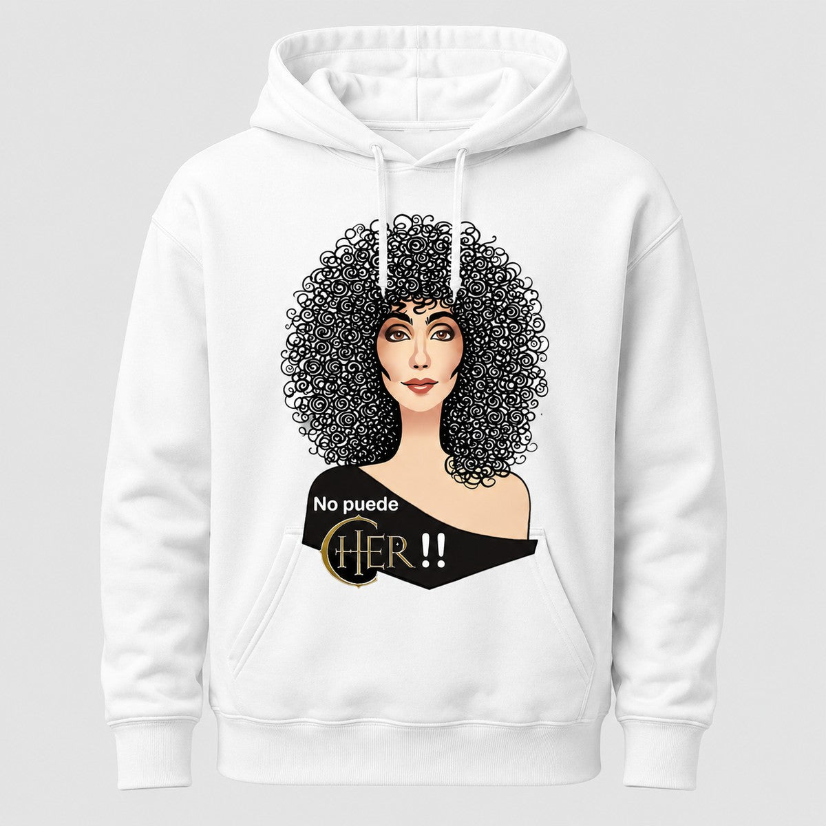 Sudadera No Puede Cher blanca, parodia de la cantante Cher con juego de palabras - Starway to Helen