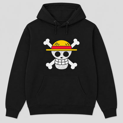 Sudadera One Piece negra con la calavera de los Sombrero de Paja - Starway to Helen