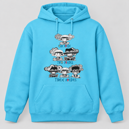 Sudadera celeste One Piece - Three Pieces, parodia del anime One Piece con Luffy, Ace y Sabo - Starway to Helen