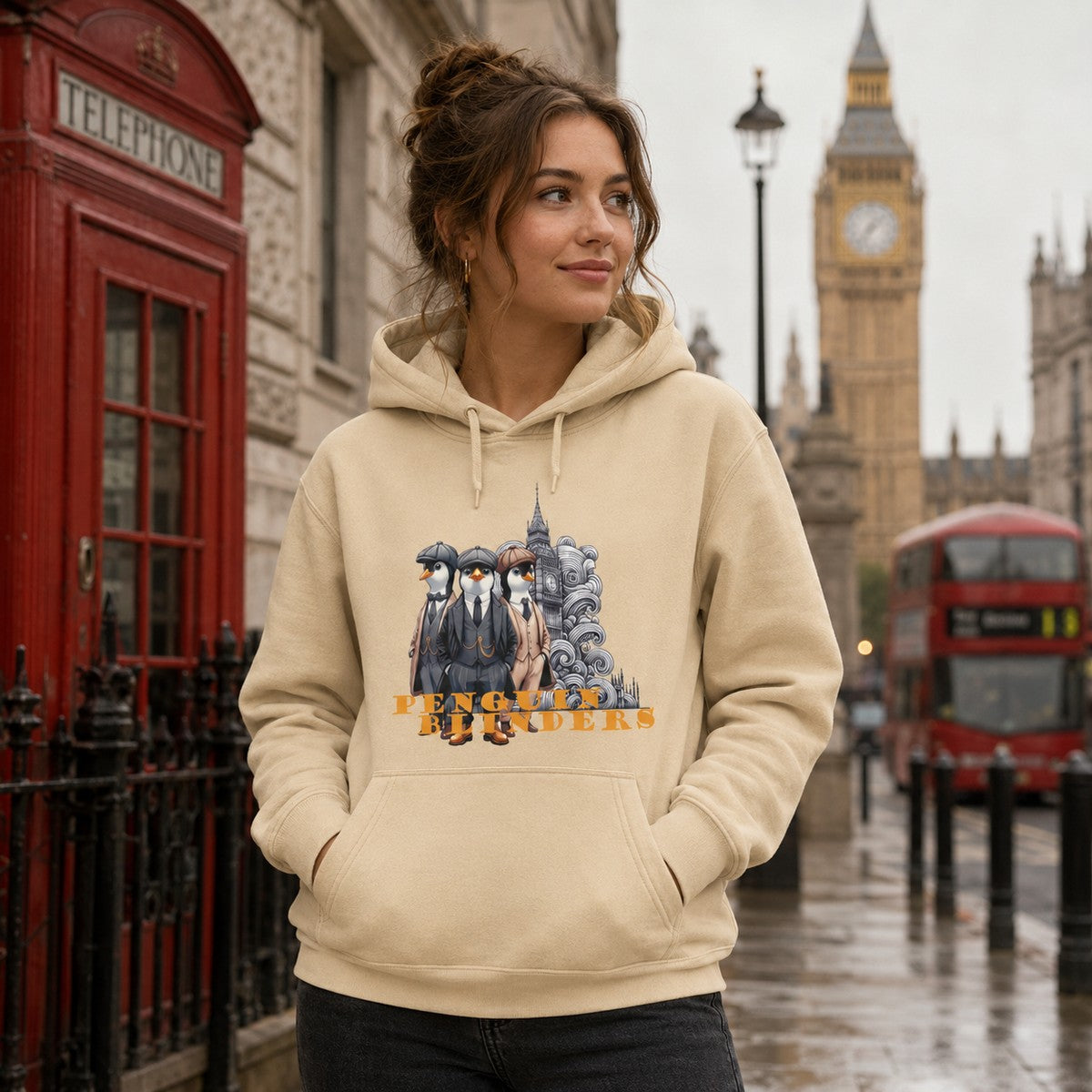 Mujer con sudadera Penguin Blinders, parodia de Peaky Blinders - Starway to Helen