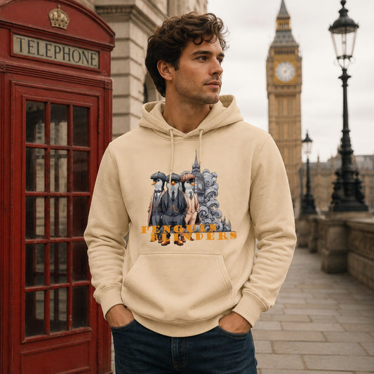 Hombre con sudadera Penguin Blinders, parodia de Peaky Blinders - Starway to Helen