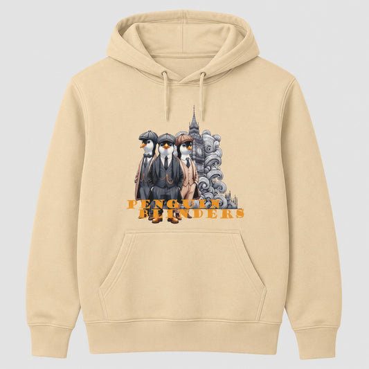 Sudadera Penguin Blinders beige, parodia de Peaky Blinders con pingüinos - Starway to Helen