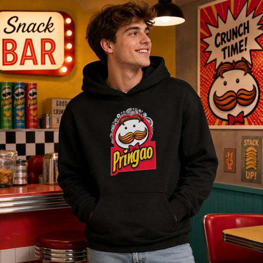 Hombre con sudadera Pringao, parodia de Pringles - Starway to Helen