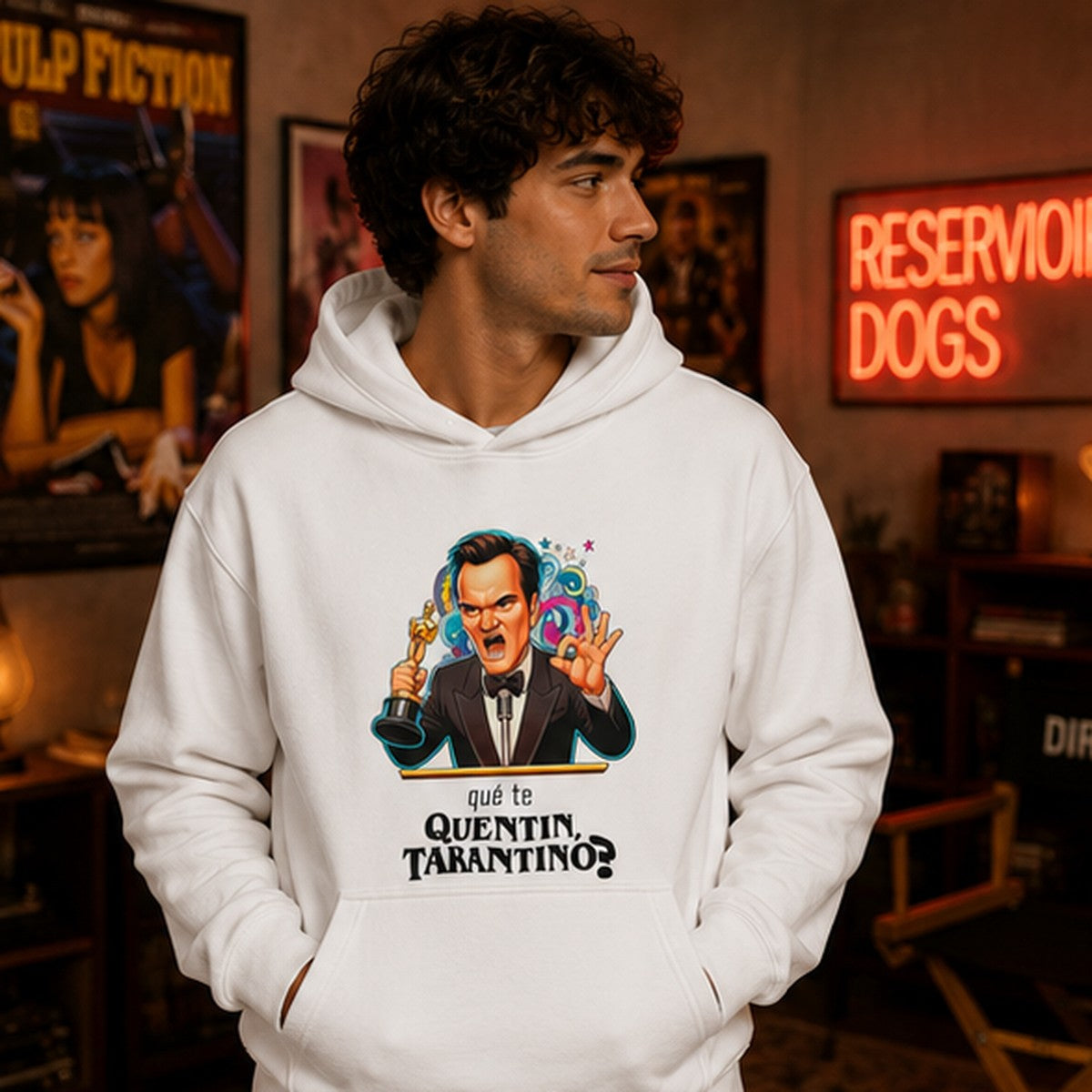 Hombre con sudadera ¿Qué te Quentin, Tarantino?, parodia de Quentin Tarantino - Starway to Helen