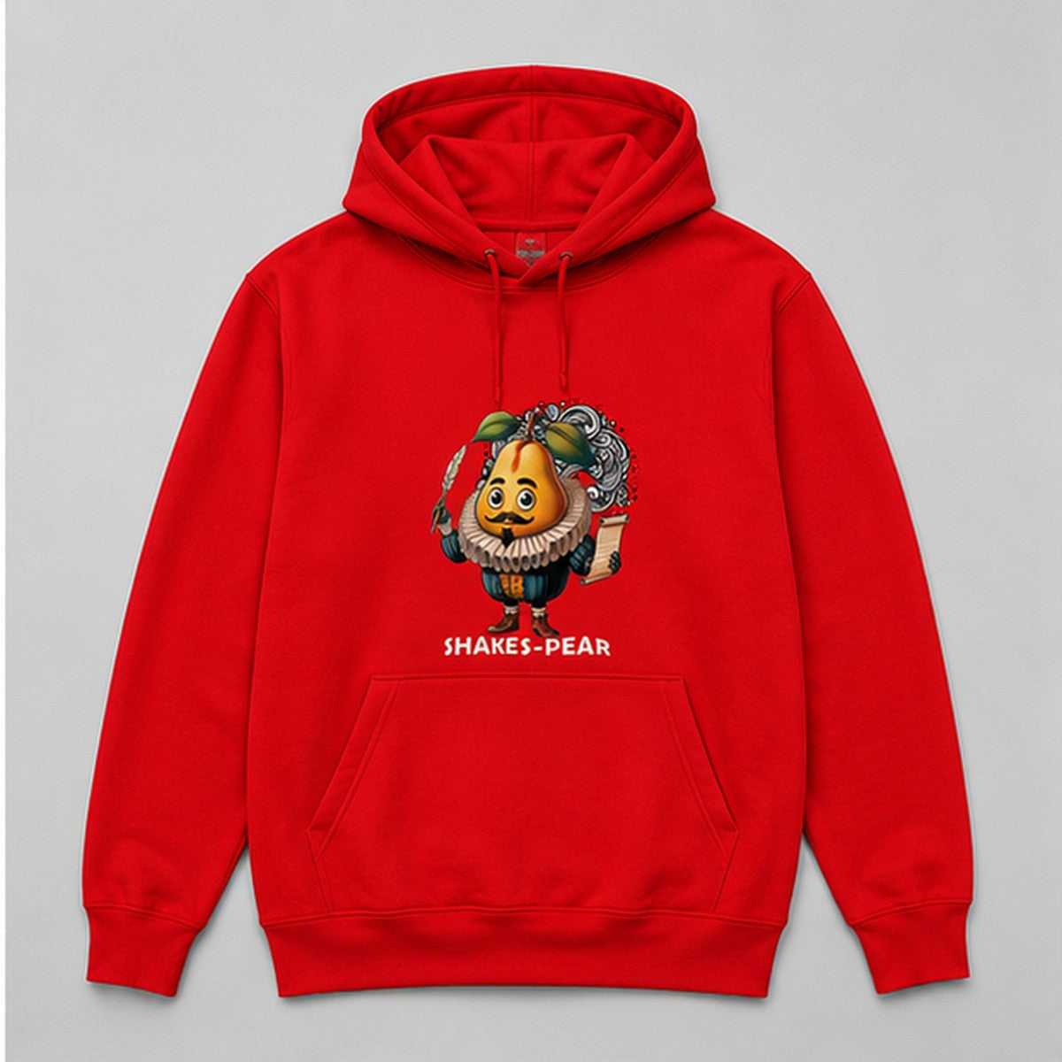 Sudadera Shakes-Pear roja, parodia de Shakespeare con una pera - Starway to Helen