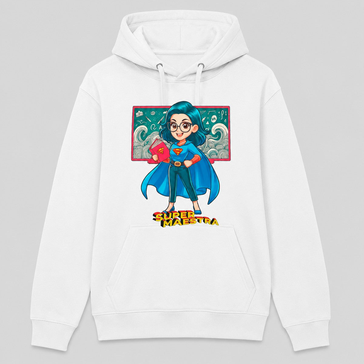 Sudadera Super Maestra blanca, regalo original para el Día de la Maestra - Starway to Helen