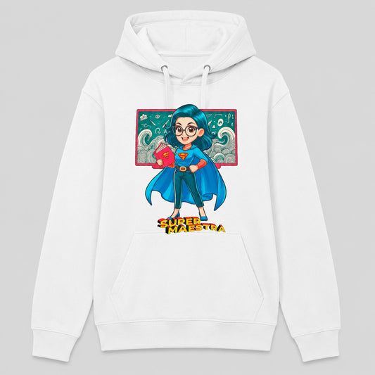 Sudadera Super Maestra blanca, regalo original para el Día de la Maestra - Starway to Helen