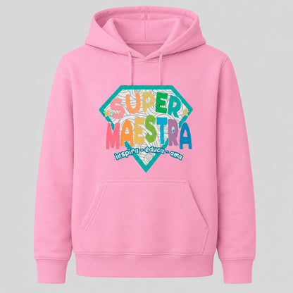 Sudadera Super Maestra rosa con diseño de escudo, regalo original para el Día de la Maestra - Starway to Helen