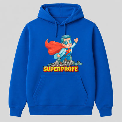 Sudadera SuperProfe azul con diseño de profe superhéroe, regalo original para el Día del Maestro - Starway to Helen