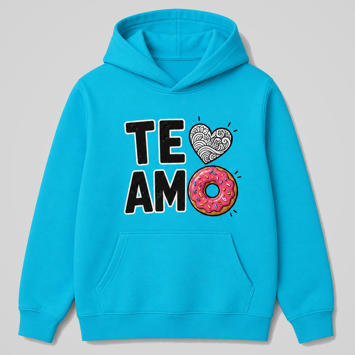 Sudadera Te Amo Donut turquesa con donuts y corazón - Starway to Helen