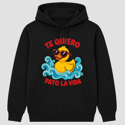 Sudadera Te Quiero Pato la Vida negra, pato con gafas, humor español - Starway to Helen
