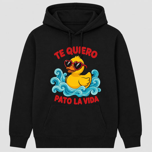 Sudadera Te Quiero Pato la Vida negra, pato con gafas, humor español - Starway to Helen