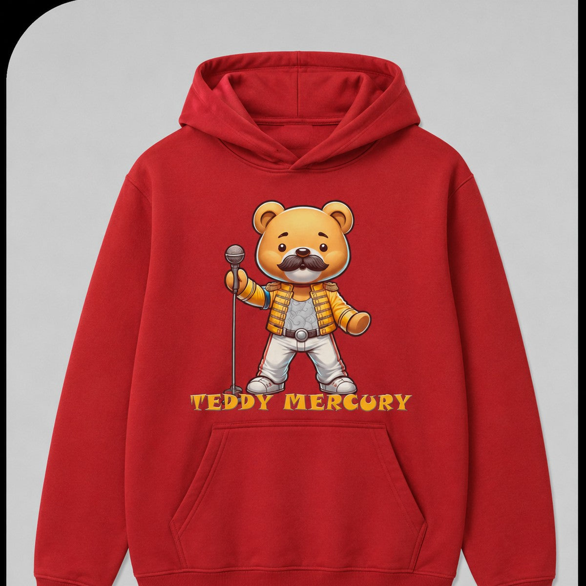 Sudadera Teddy Mercury roja, parodia de Freddie Mercury (Queen) en osito - Starway to Helen