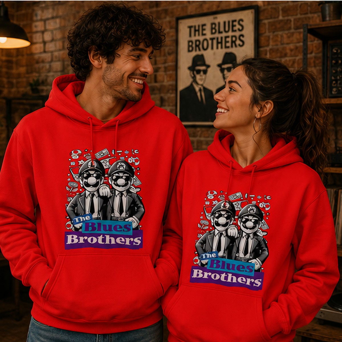 Pareja con sudadera The Blues Brothers, película The Blues Brothers - Starway to Helen