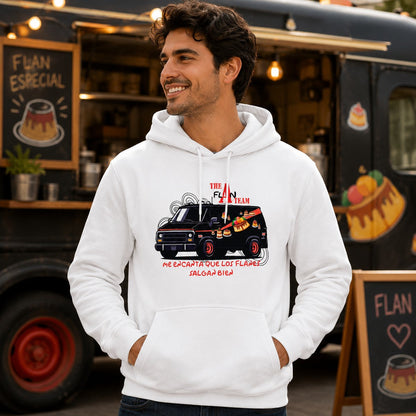 Hombre con sudadera The Flan Team, parodia de El Equipo A - Starway to Helen