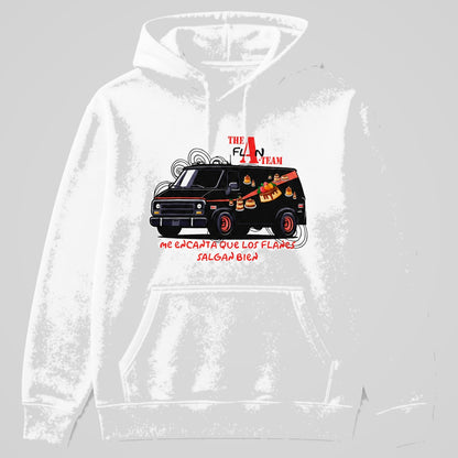 Sudadera The Flan Team blanca, parodia de El Equipo A (The A-Team) con flanes - Starway to Helen