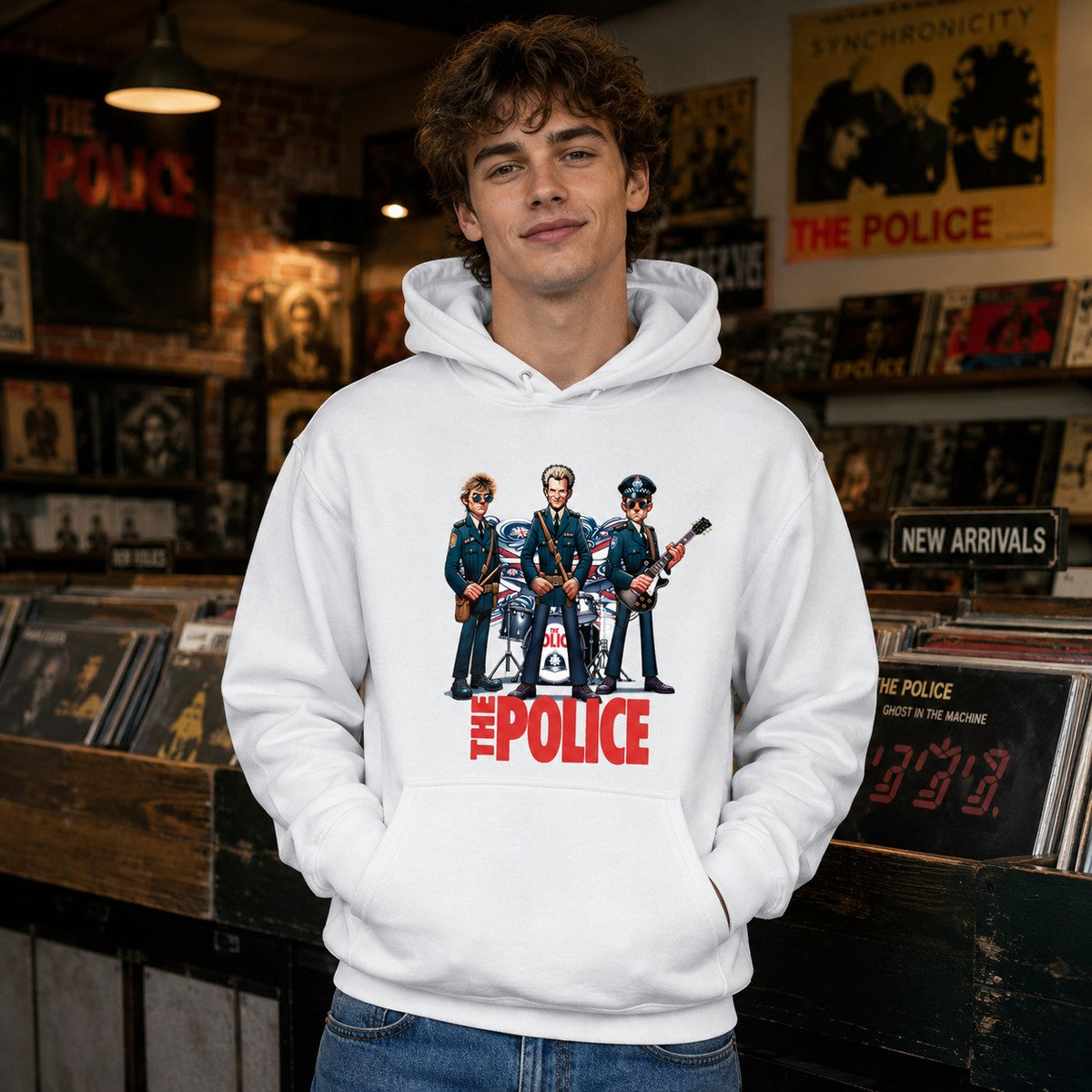 Hombre con sudadera blanca The Police – Starway to Helen