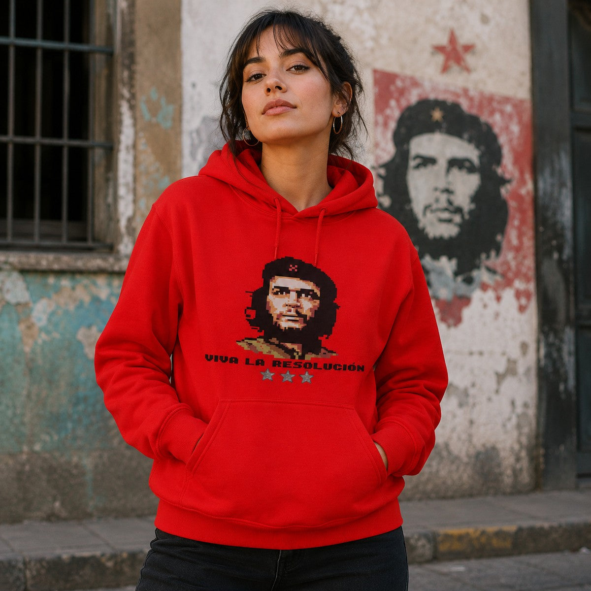 Mujer con sudadera Viva la Resolución, parodia del Che Guevara - Starway to Helen
