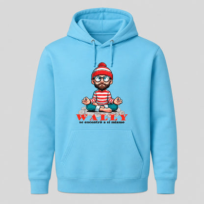 Sudadera Wally Se Encontró a Sí Mismo azul, parodia de ¿Dónde está Wally? - Starway to Helen