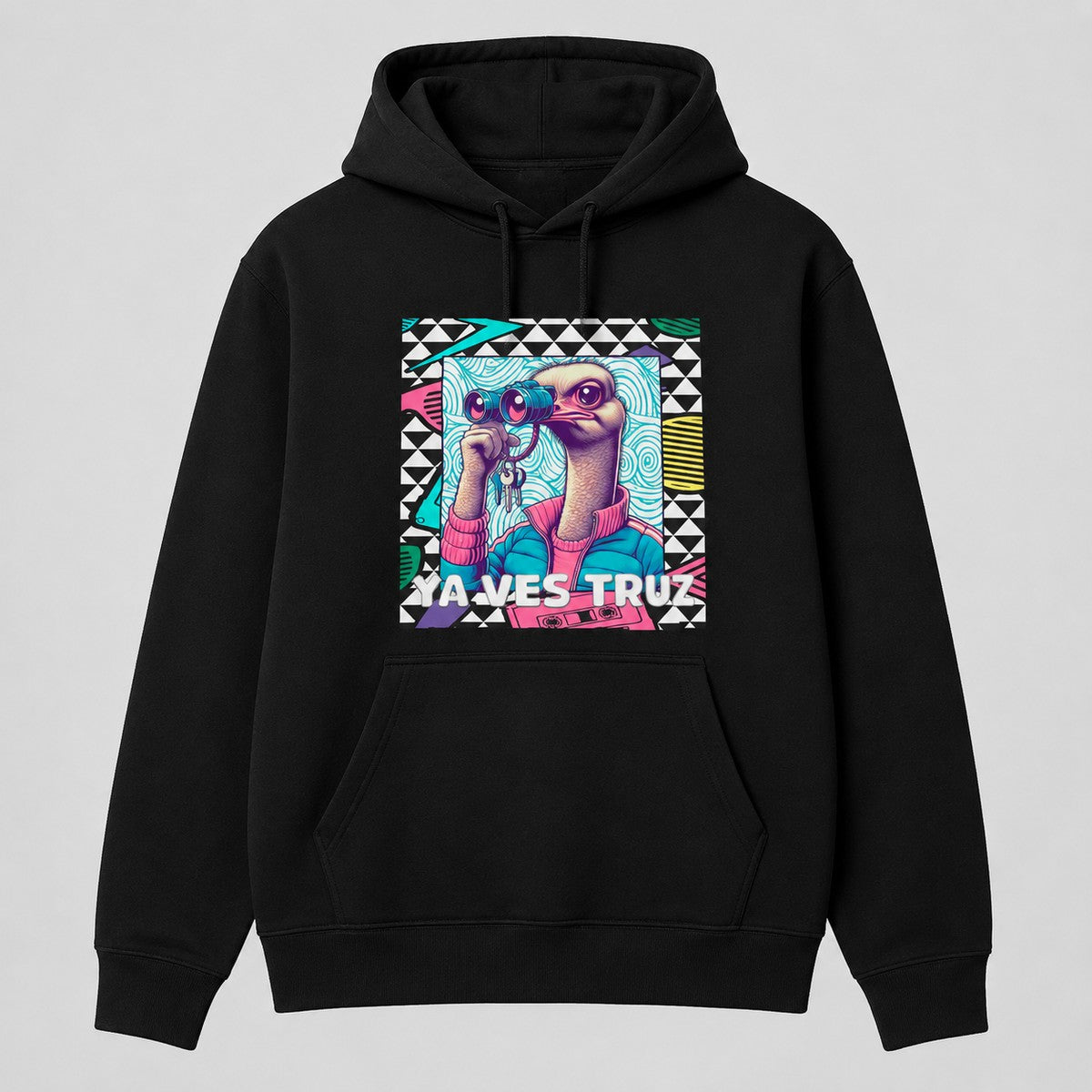 Sudadera Ya Ves Truz negra con un avestruz retro - Starway to Helen