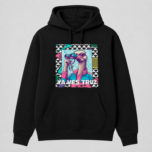 Sudadera Ya Ves Truz negra con un avestruz retro - Starway to Helen