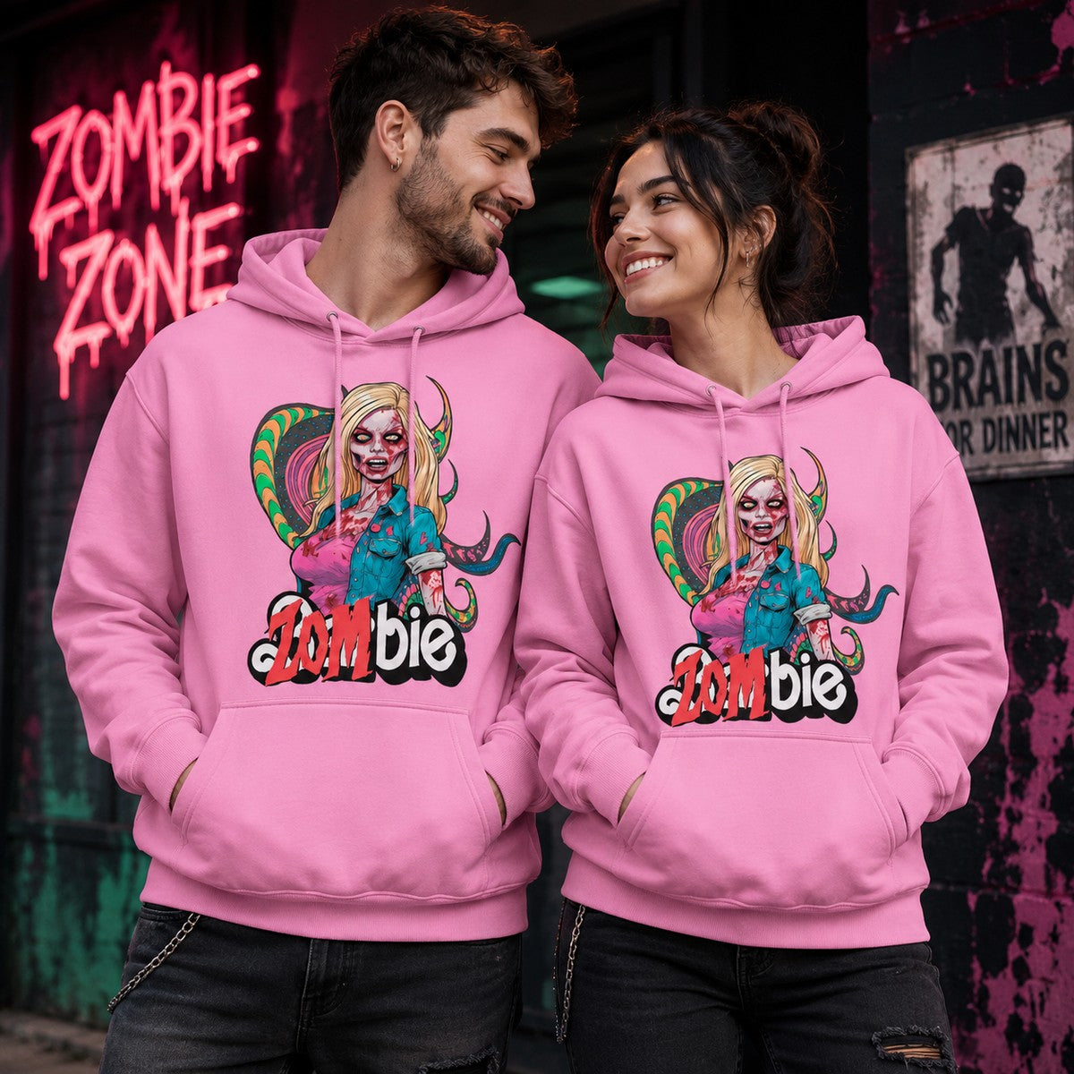 Pareja con sudadera Zombie, parodia de Barbie zombi - Starway to Helen