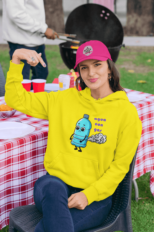 Vista trasera sudadera Agua con Gas, sudadera graciosa con humor visual