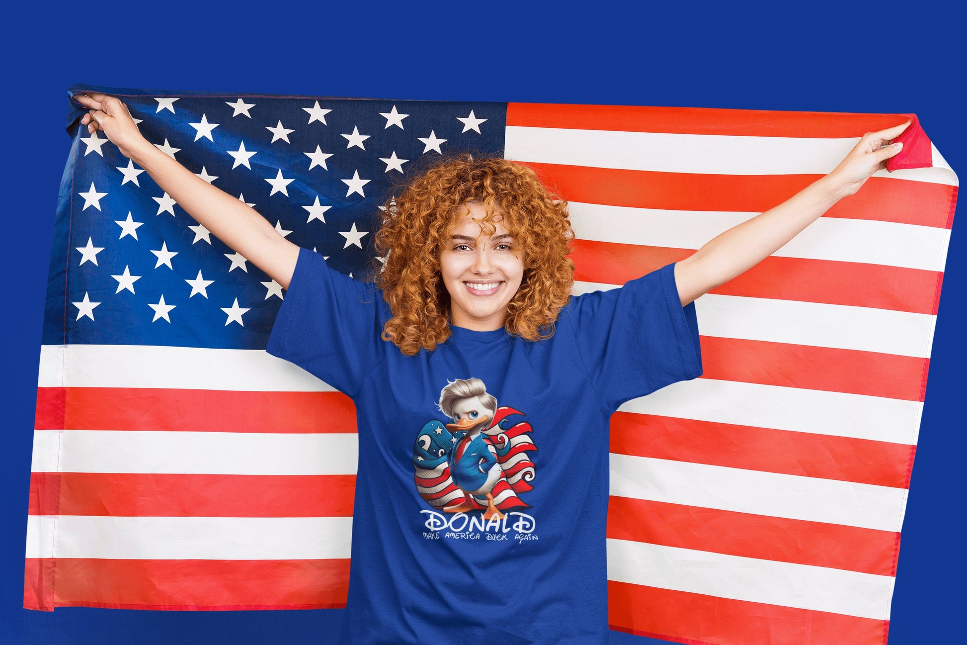 Mujer con camiseta Donald, parodia de Donald Trump - Starway to Helen
