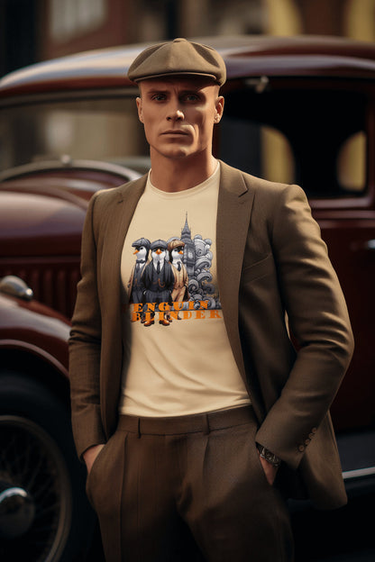 Hombre con camiseta Penguin Blinders, parodia de Peaky Blinders - Starway to Helen