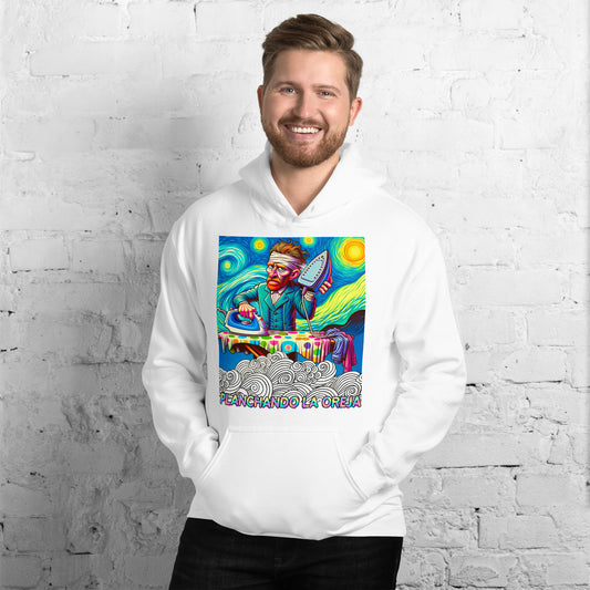 Persona con sudadera Planchando la Oreja para fans del arte y el humor absurdo
