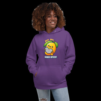 Mujer con sudadera You Are Mango-nificent, diseño frutal divertido